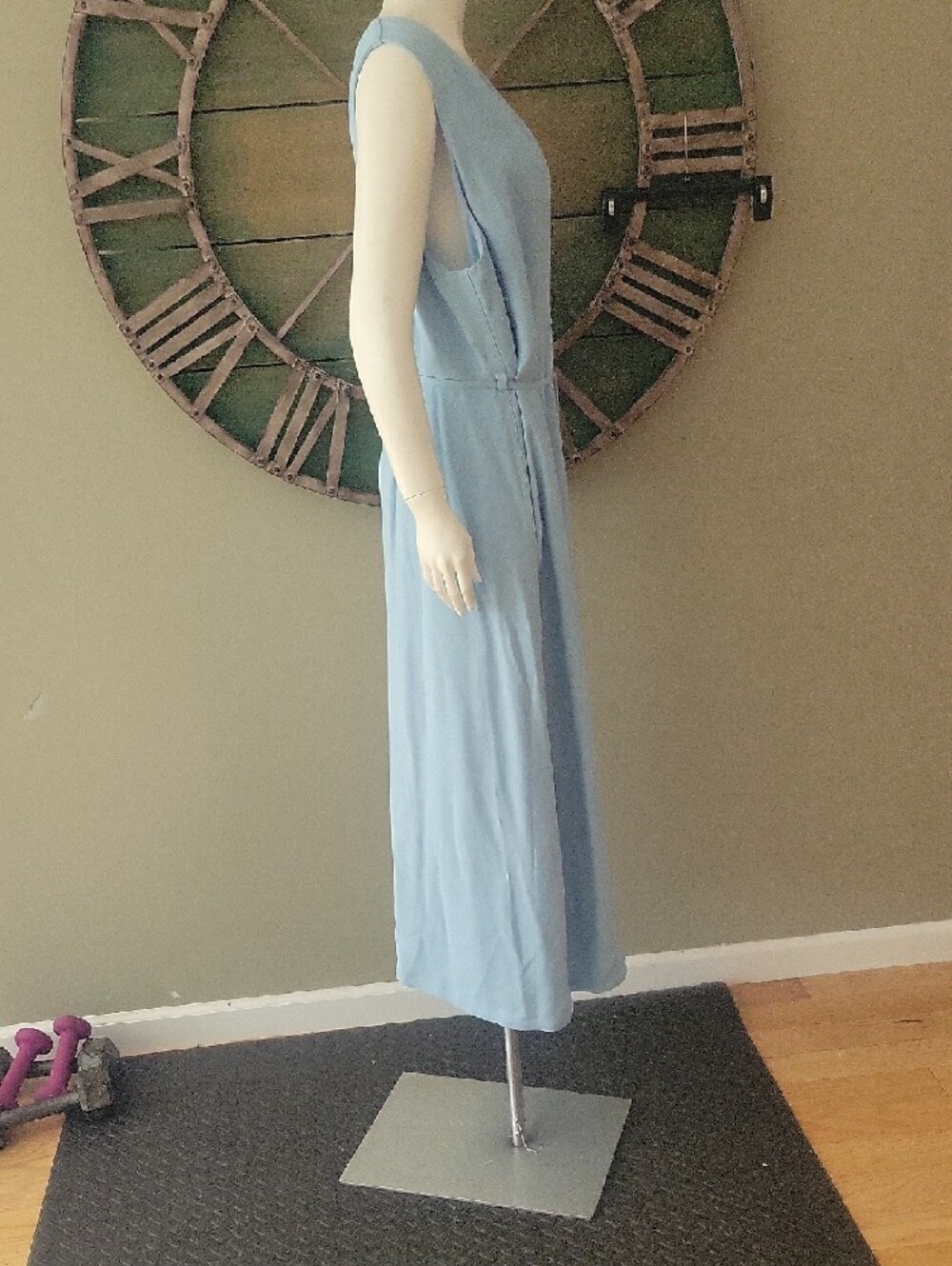 J. Crew Mathilde V Neck Midi A - Line Dress In Luster Canvas Canvas In Calm Blue - Picture 5 of 14